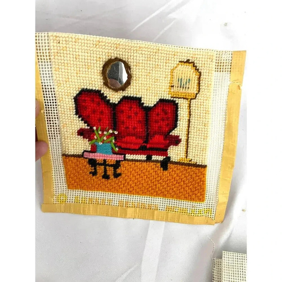7 PC VTG Paper Calendar & 4 Sunset Designs Needlepoint Yarn Art Embroidered - Picture 6 of 15